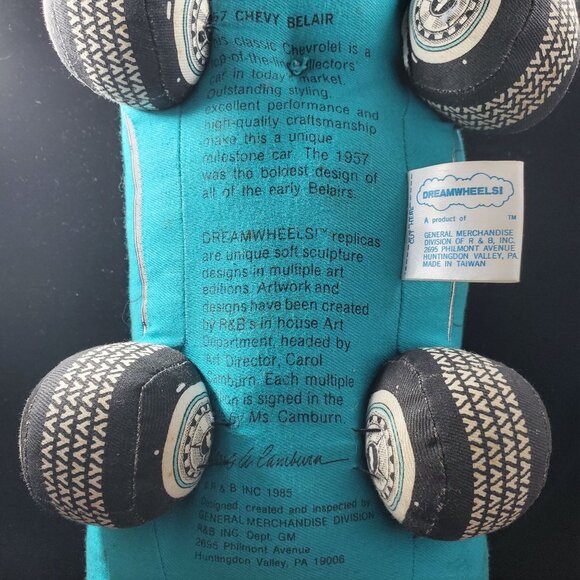 Vintage Dreamwheels Chevy Bel Air Car Plush Pillow Stuffed Toy Blue 1985 - Picture 12 of 16